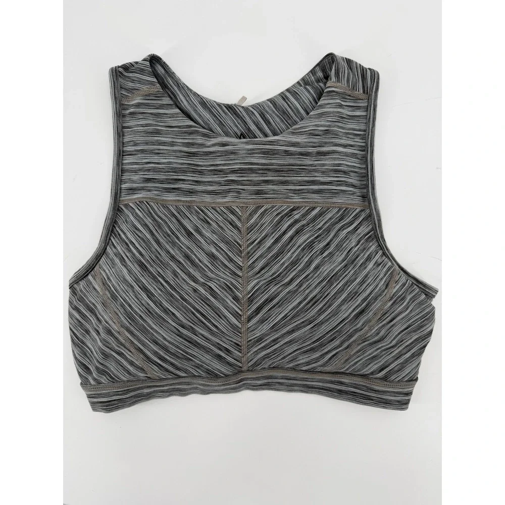 prAna Womens Grey Space Dye High Neck Cross Back Sports‎ Bra Size Medium